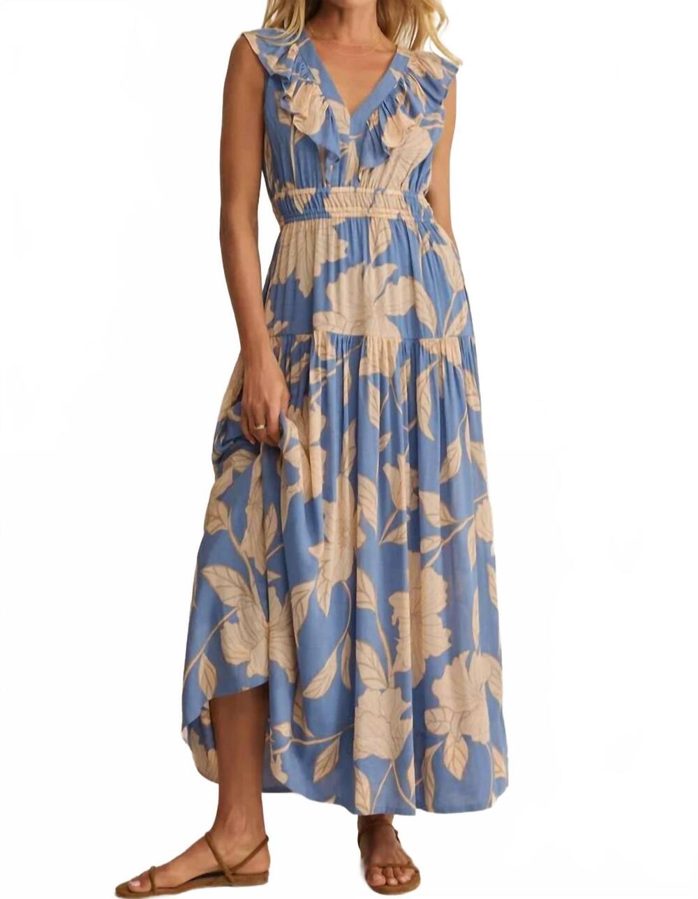 NEW Z SUPPLY malene bloom floral midi dress in lake blue